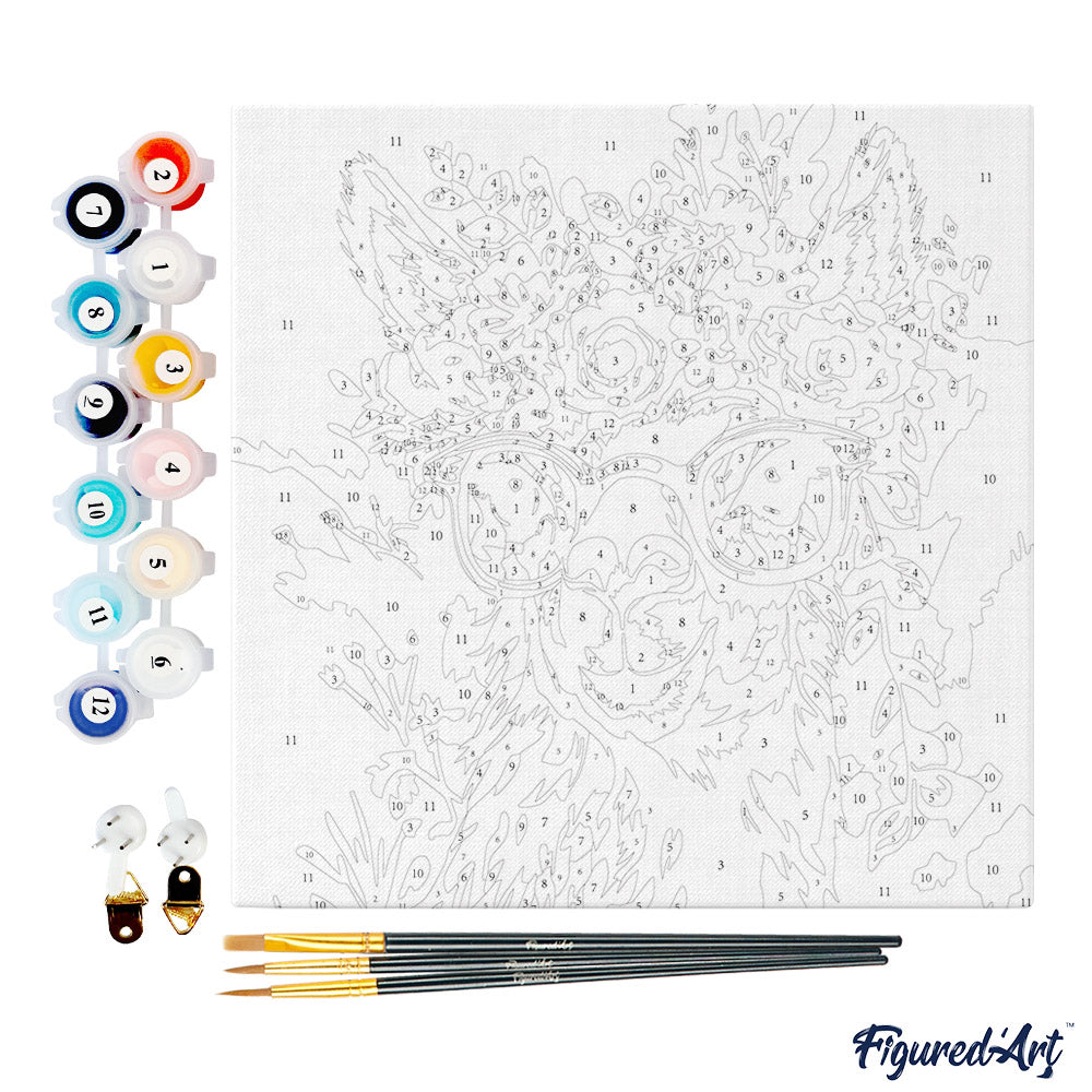 Mini Paint by numbers Fantasy llama and flowers 20x20cm Framed canvas