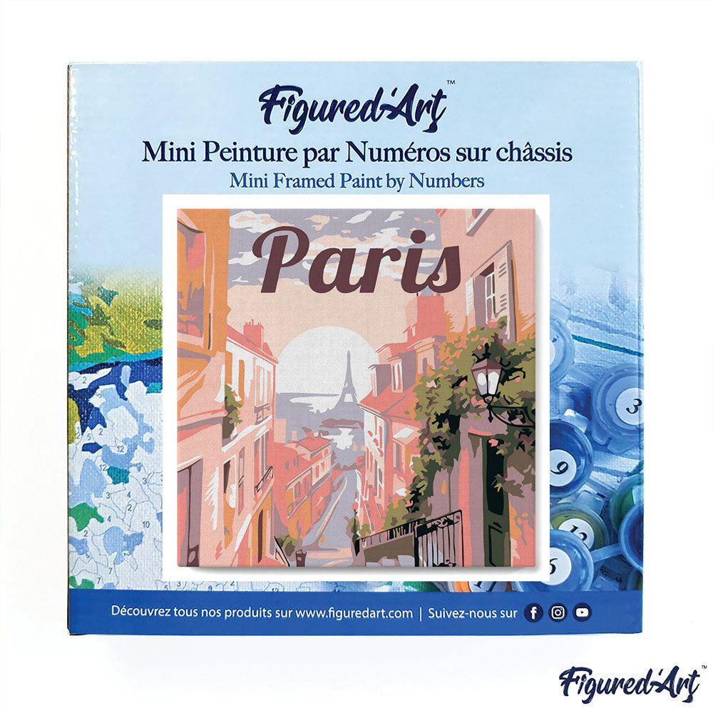 Mini Paint by numbers Travel Poster Paris 20x20cm Framed canvas