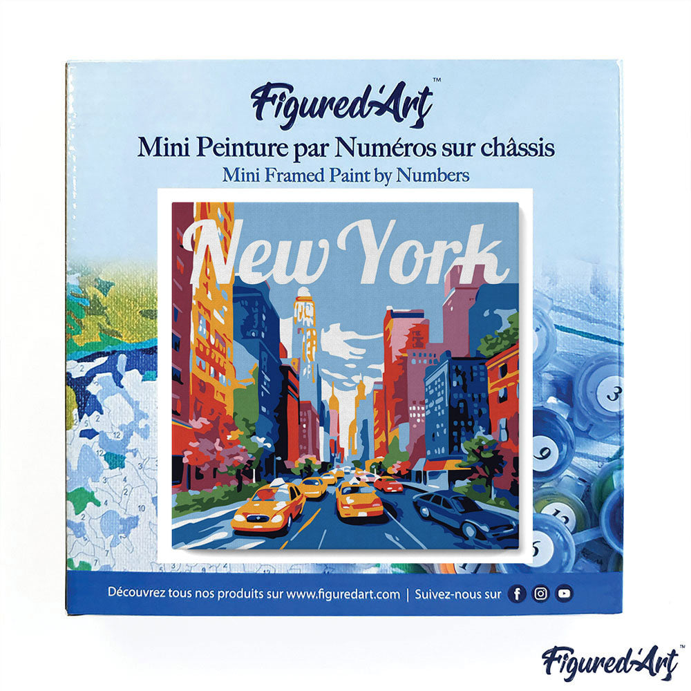 Mini Paint by numbers Travel Poster New York City 20x20cm Framed canvas