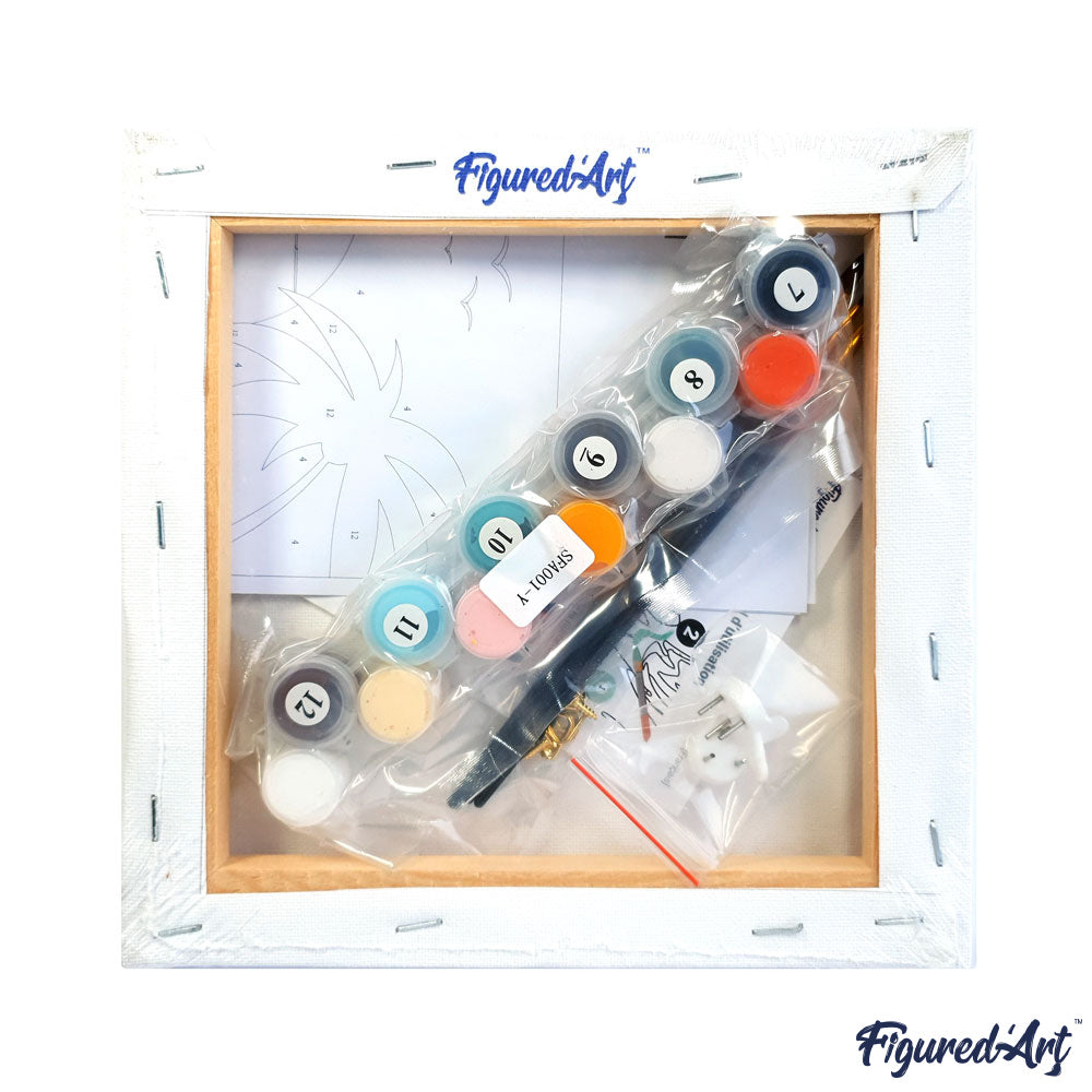 Mini Paint by numbers Penguin Family in Snow 20x20cm Framed canvas